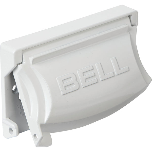 Bell Single Gang Multi-Configuration Die-Cast Metal White Outdoor Outlet Cover