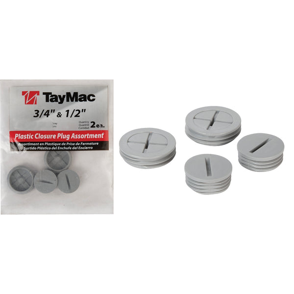 TayMac 1/2 In, 3/4 In. Weatherproof Gray Outdoor Closure Plug (4-Pack)