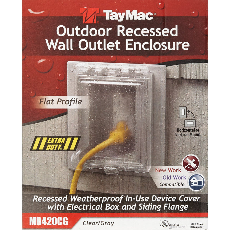 TayMac Gray Vertical/Horizontal Non-Metallic Recessed Outdoor Outlet Kit