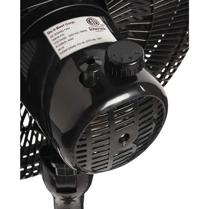 Best Comfort 16 In. 3-Speed 38 In. to 49 In. H. Black Oscillating Pedestal Fan