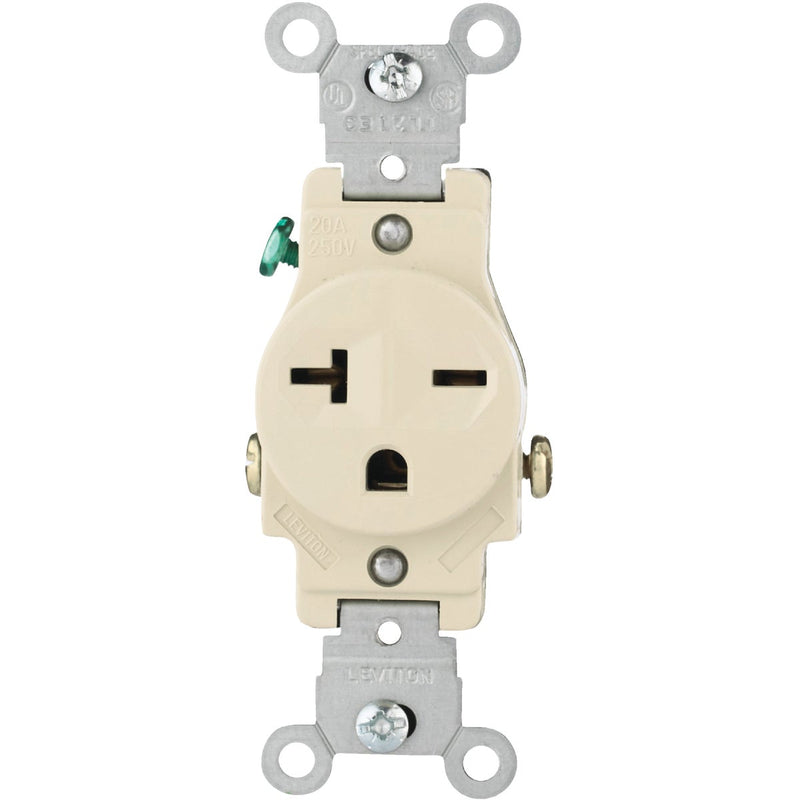 Leviton 20A Ivory Heavy-Duty 6-20R Grounding Single Outlet