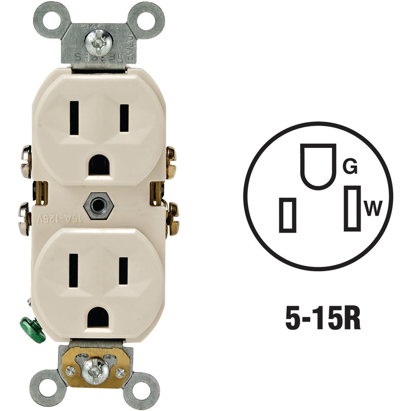 Leviton 15A Light Almond Commercial Grade 5-15R Duplex Outlet