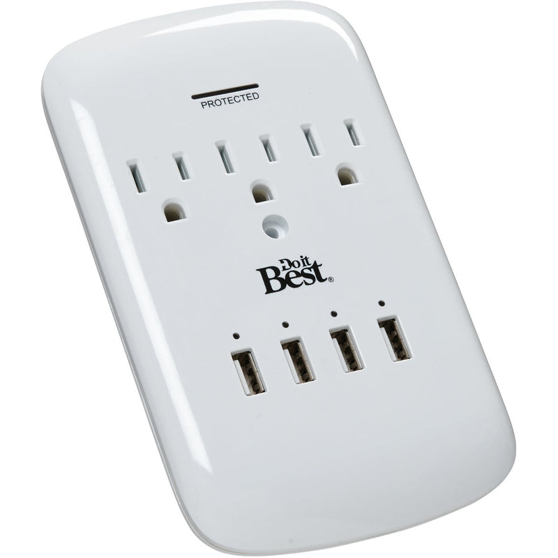 Do it Best 3-Outlet/4-USB 1200J White Plug-In Surge Protector