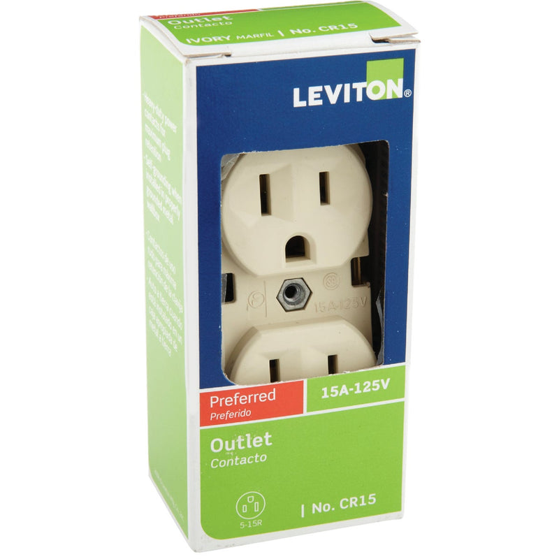 Leviton 15A Ivory Commercial Grade 5-15R Duplex Outlet