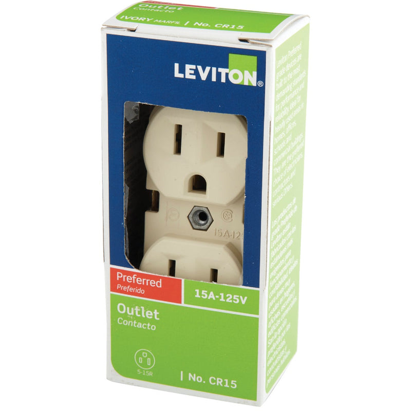 Leviton 15A Ivory Commercial Grade 5-15R Duplex Outlet