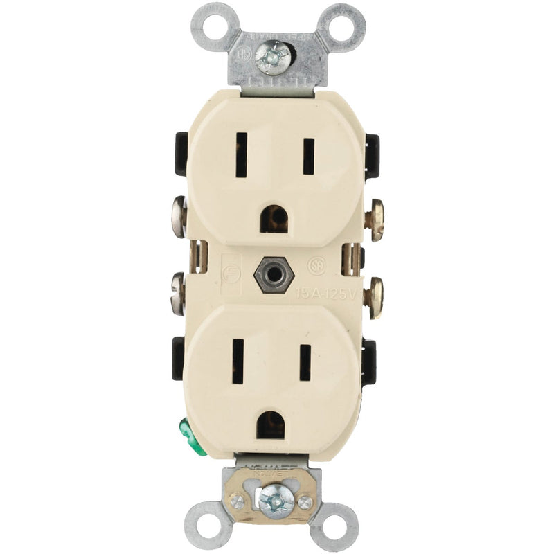 Leviton 15A Ivory Commercial Grade 5-15R Duplex Outlet