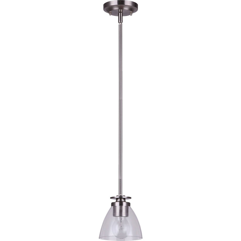 Home Impressions 1-Bulb Brushed Nickel Incandescent Pendant Light Fixture, Clear Glass