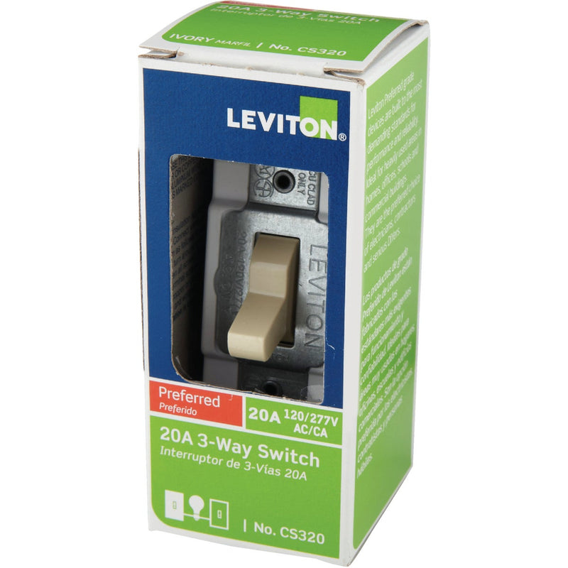 Leviton Toggle Ivory 20A Grounding Quiet 3-Way Switch