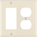 Leviton 2-Gang Smooth Plastic Single Rocker/Duplex Outlet Wall Plate, Light Almond