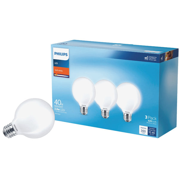 Philips 40W Equivalent Soft White G25 Medium Frosted LED Decorative Light Bulb (3-Pack)