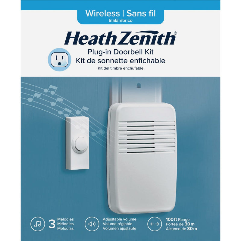 Heath Zenith Plug-In & Battery Operated White Wireless Door Chime