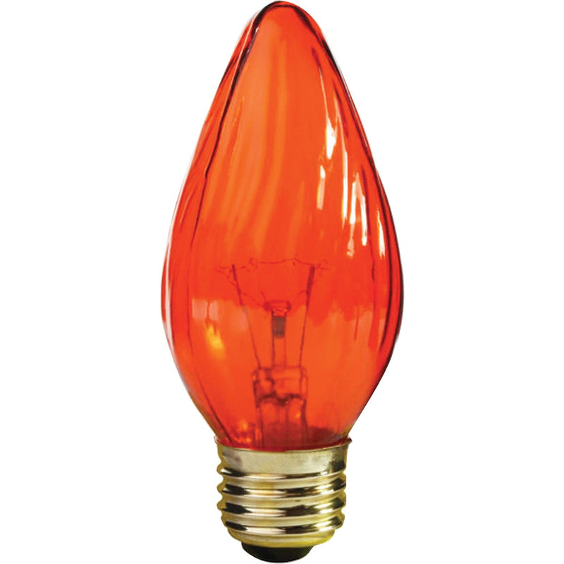 Satco 25W Amber Medium F15 Incandescent Flame Tip Light Bulb