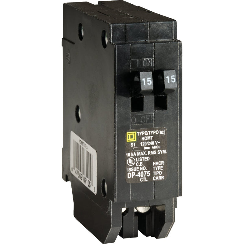 Square D Homeline 15A/15A Twin Single-Pole Standard Trip Tandem Circuit Breaker