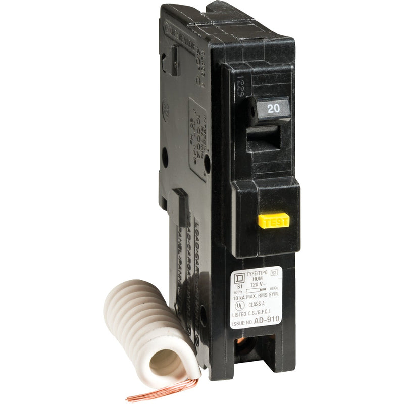 Square D Homeline 20A Single-Pole GFCI Breaker