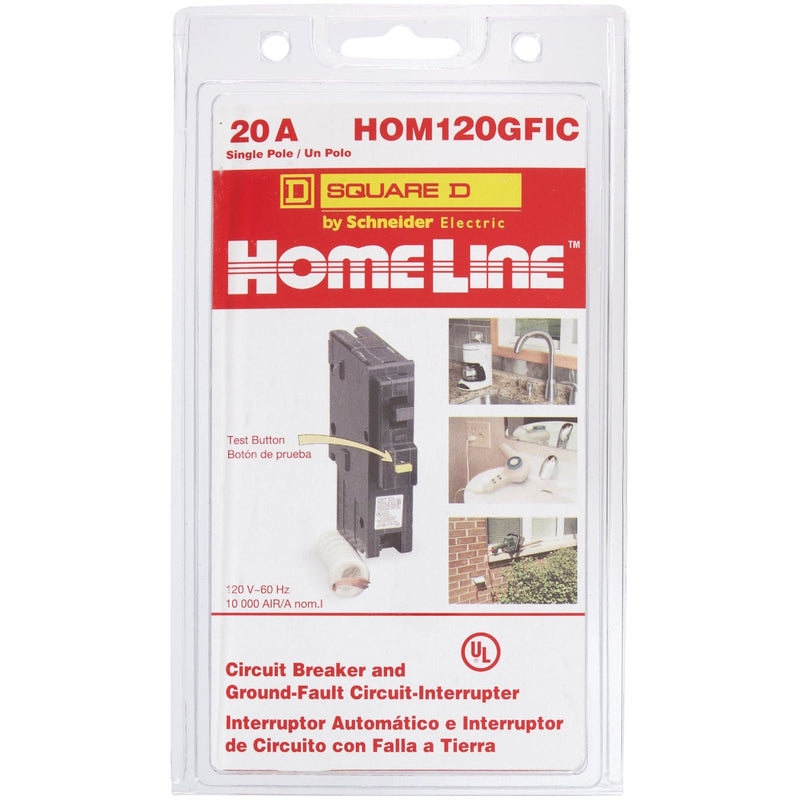 Square D Homeline 20A Single-Pole GFCI Breaker