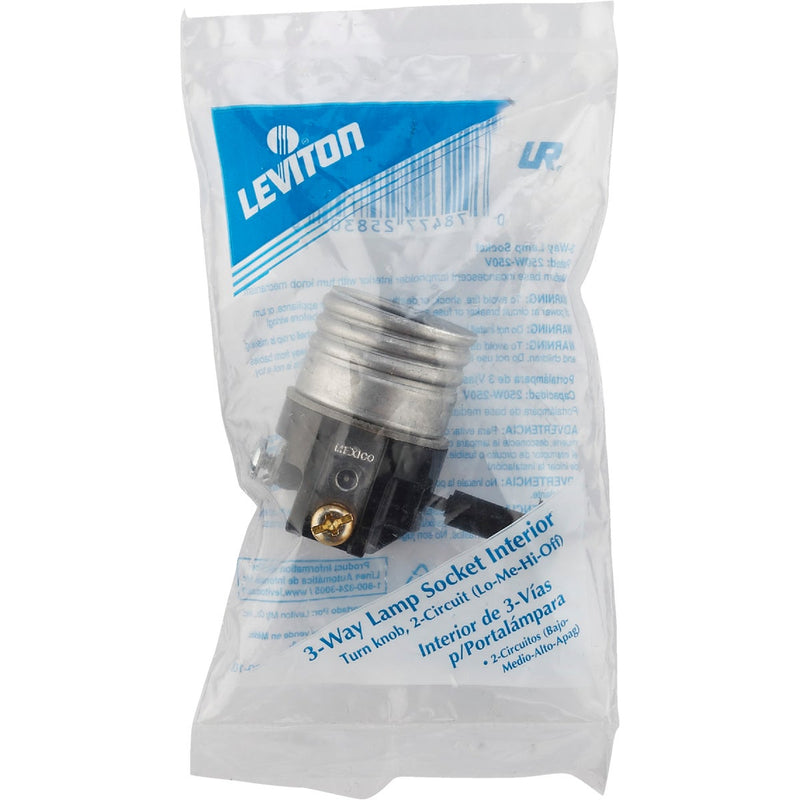 Leviton Turn-Knob Medium Base Black Phenolic 3-Way Interior Lamp Socket