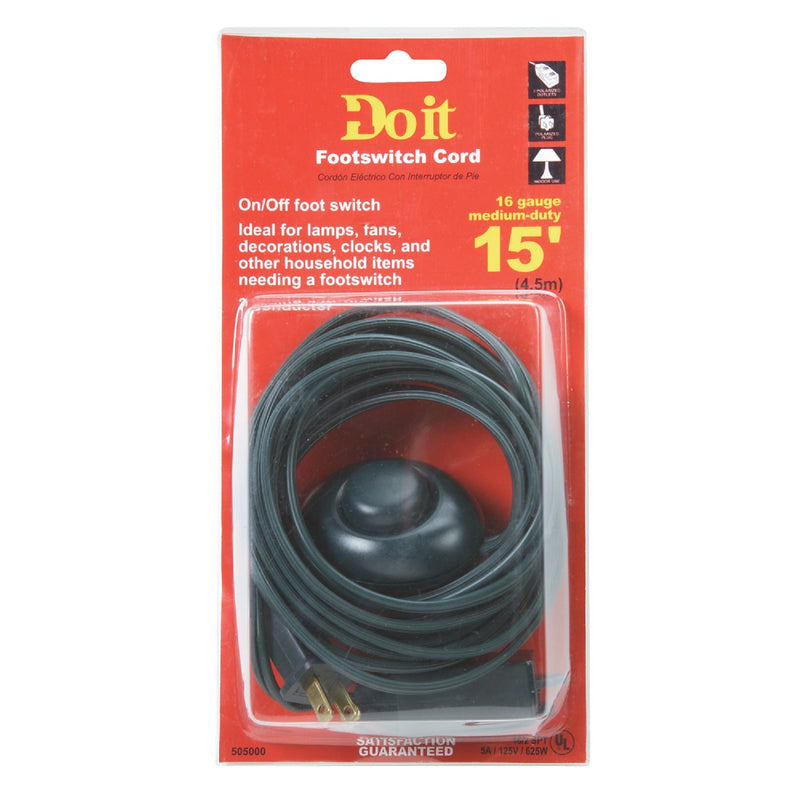 Do it 15 Ft. 18/2 Green Extension Cord with Foot Switch