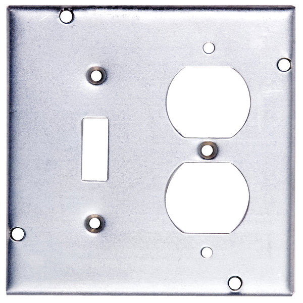 Steel City Switch/Outlet Combination 4-11/16 In. x 4-11/16 In. Square Device Cover