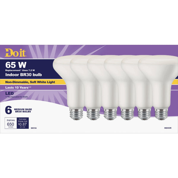 Do it 65W Equivalent Soft White BR30 Medium LED Floodlight Light Bulb, Title 20 (6-Pack)