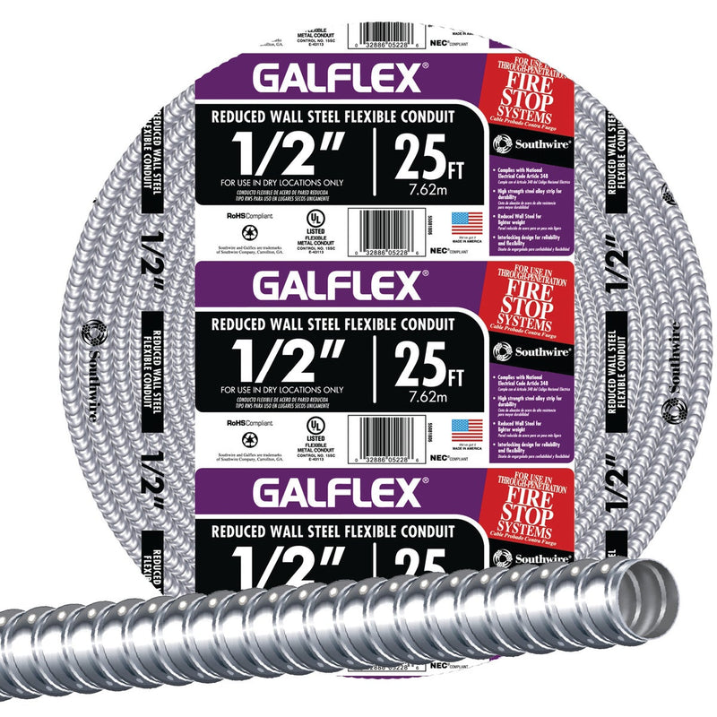 Southwire 1/2 In. x 25 Ft. RWS Flexible Flexible Metal Conduit