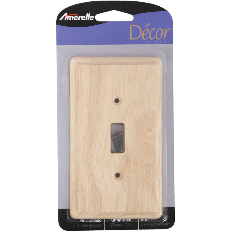 Amerelle 1-Gang Solid Ash Toggle Switch Wall Plate, Unfinished Ash