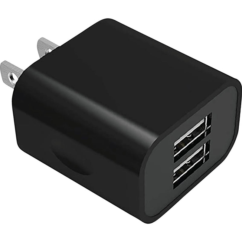 Blue Jet AC Outlet Black Dual 3.4A Wall USB Charger