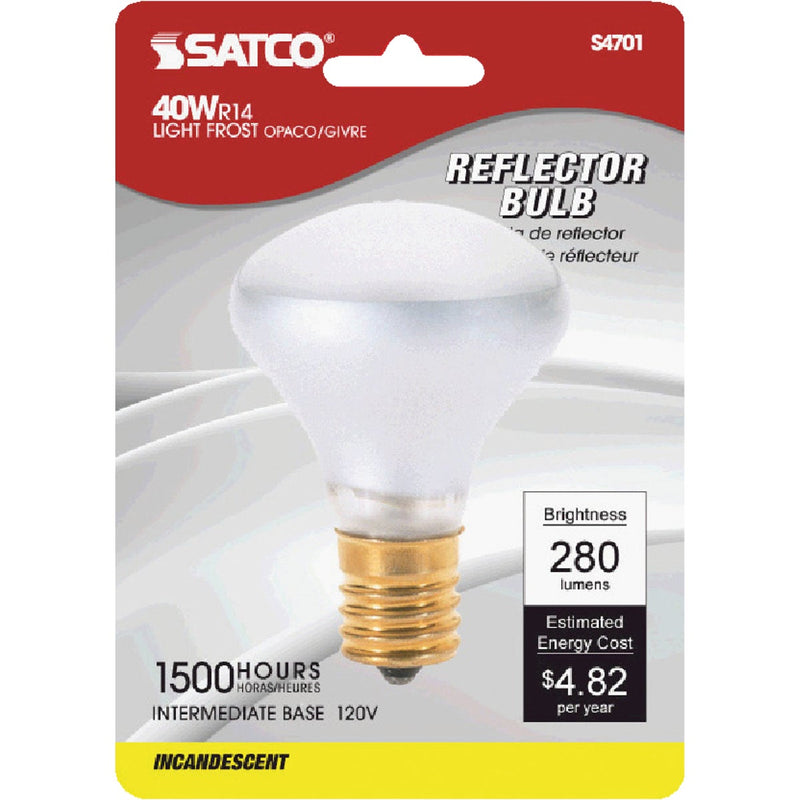 Satco 40W Frosted Intermediate Base R14 Reflector Incandescent Floodlight Light Bulb