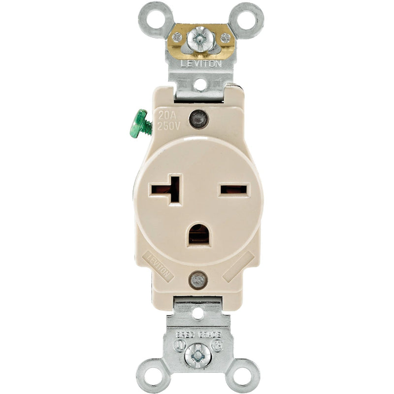 Leviton 20A Light Almond Heavy-Duty 6-20R Grounding Single Outlet