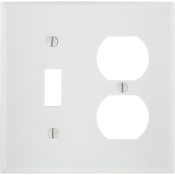 Leviton Oversized 2-Gang Thermoset Single Toggle/Duplex Outlet Wall Plate, White