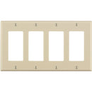 Leviton Decora 4-Gang Smooth Plastic Rocker Decorator Wall Plate, Light Almond