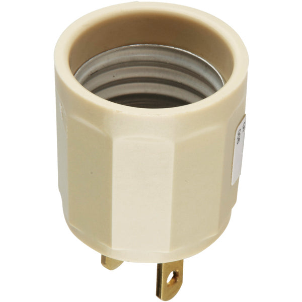 Leviton 600W 125V Ivory Outlet to Light Socket Adapter