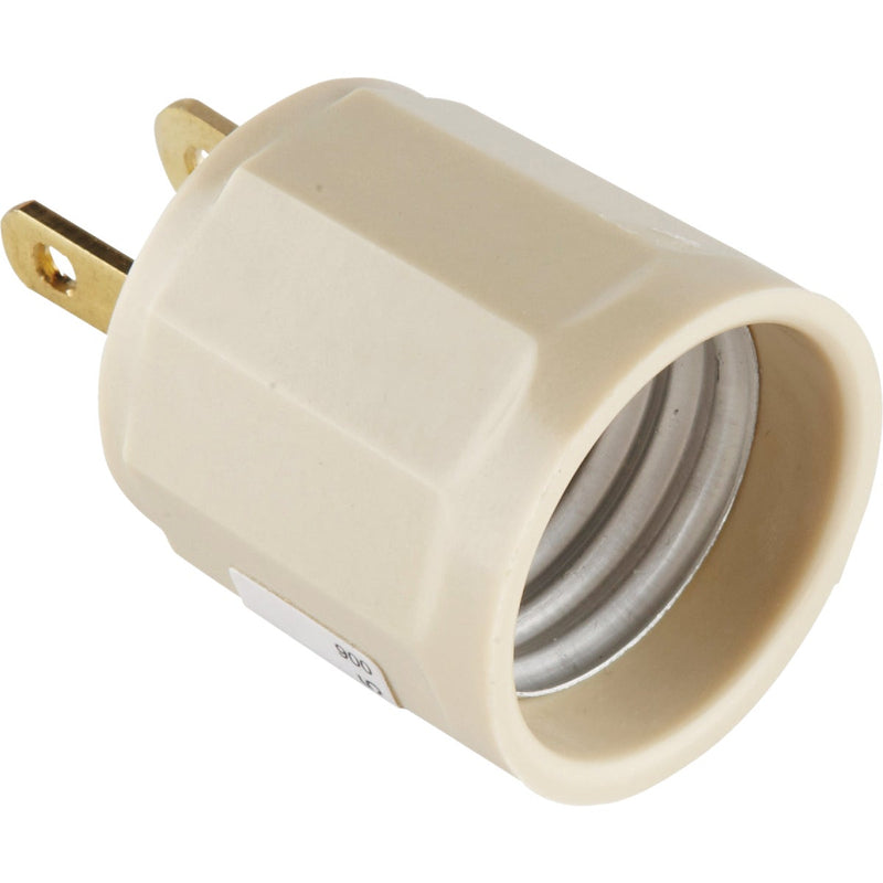 Leviton 600W 125V Ivory Outlet to Light Socket Adapter