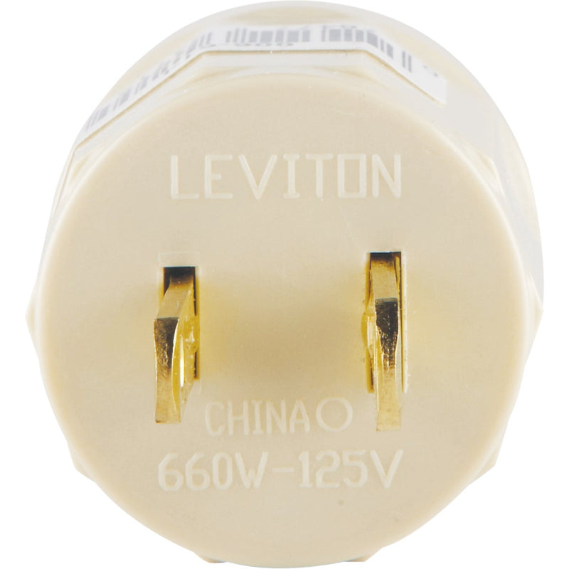 Leviton 600W 125V Ivory Outlet to Light Socket Adapter