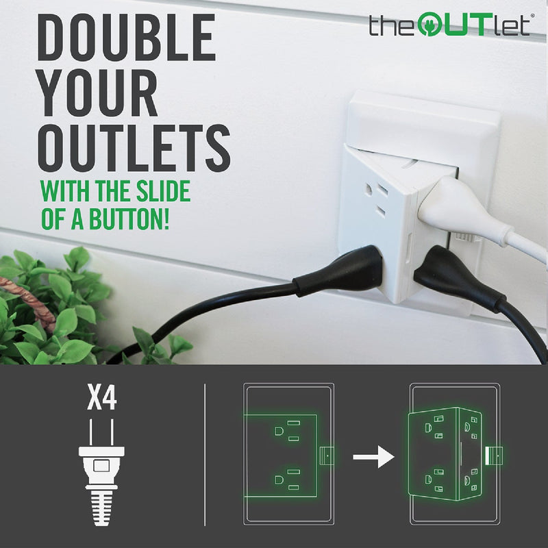 theOUTlet 15A White Residential Tamper Resistant Permanent Outlet Extender