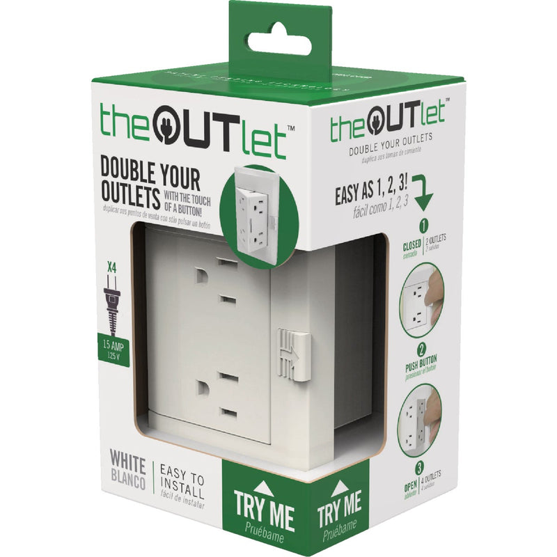 theOUTlet 15A White Residential Tamper Resistant Permanent Outlet Extender