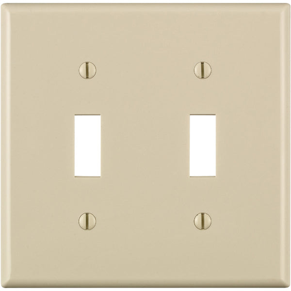 Leviton 2-Gang Thermoplastic Nylon Toggle Switch Wall Plate, Light Almond