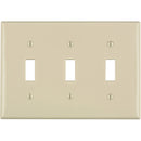 Leviton 3-Gang Thermoplastic Nylon Toggle Switch Wall Plate, Light Almond