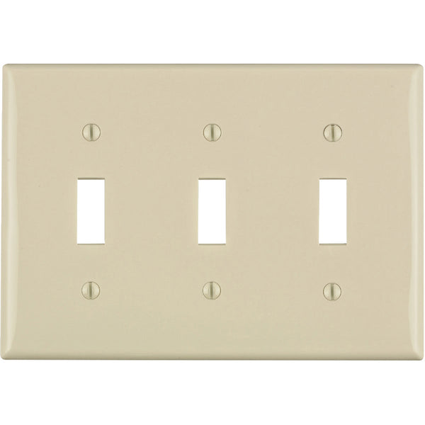 Leviton 3-Gang Thermoplastic Nylon Toggle Switch Wall Plate, Light Almond