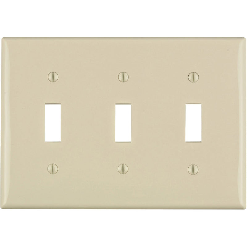 Leviton 3-Gang Thermoplastic Nylon Toggle Switch Wall Plate, Light Almond