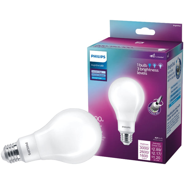 Philips BrightDial 200/150/100W Equivalent Daylight A21 Medium LED Light Bulb