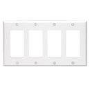 Leviton Decora 4-Gang Smooth Plastic Rocker Decorator Wall Plate, White
