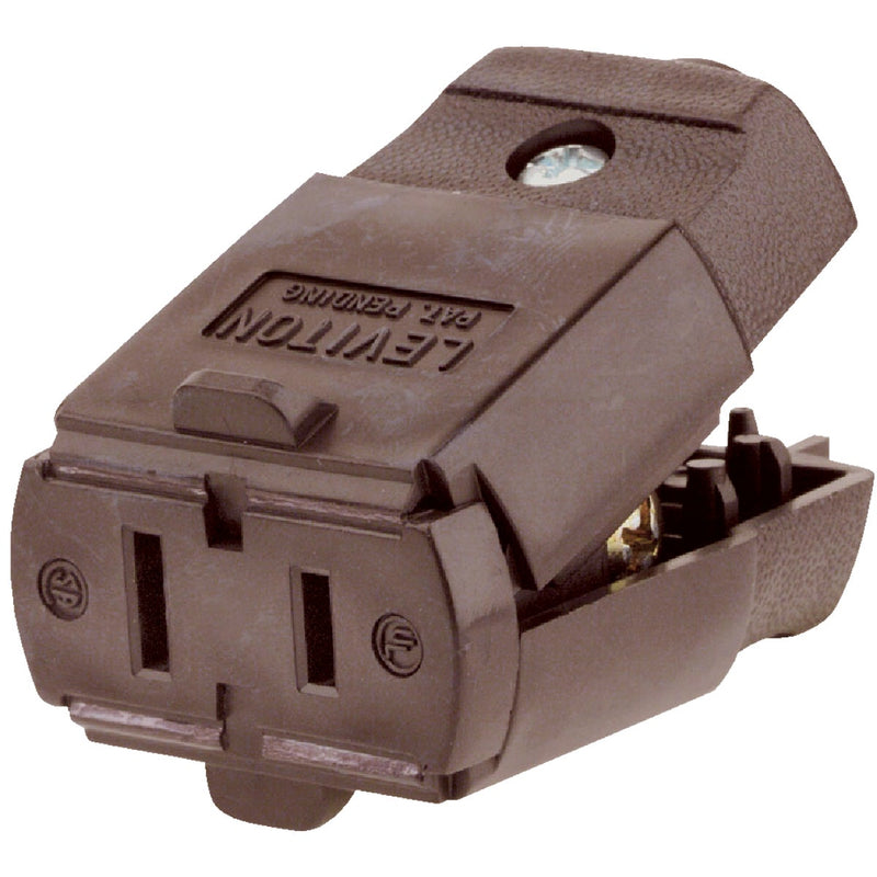 Leviton 15A 125V 2-Wire 2-Pole Hinged Cord Connector, Brown