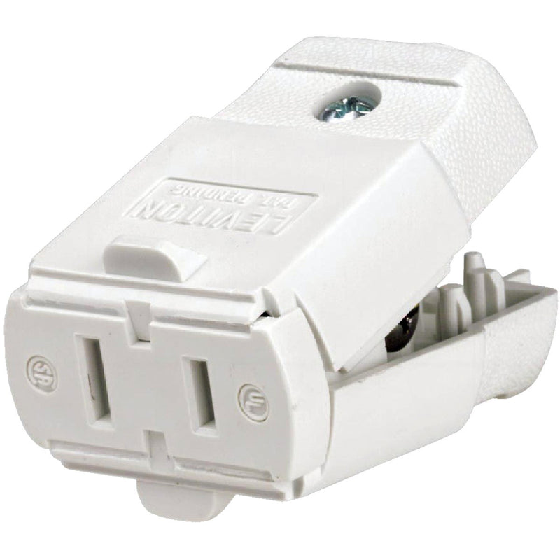 Leviton 15A 125V 2-Wire 2-Pole Hinged Cord Connector, White