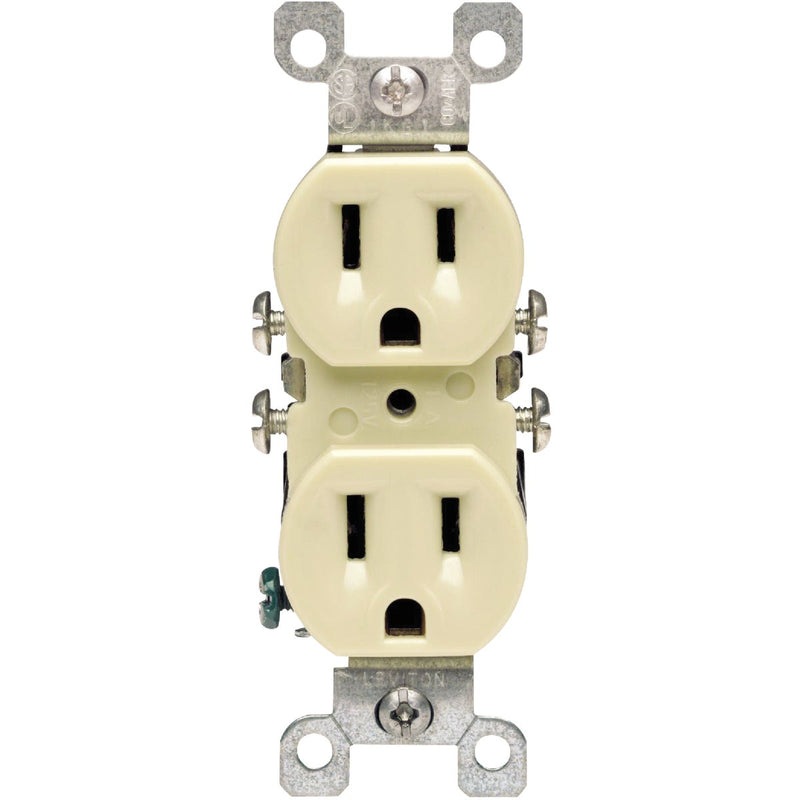 Leviton 15A Ivory Residential Grade 5-15R Copper/Aluminum Duplex Outlet