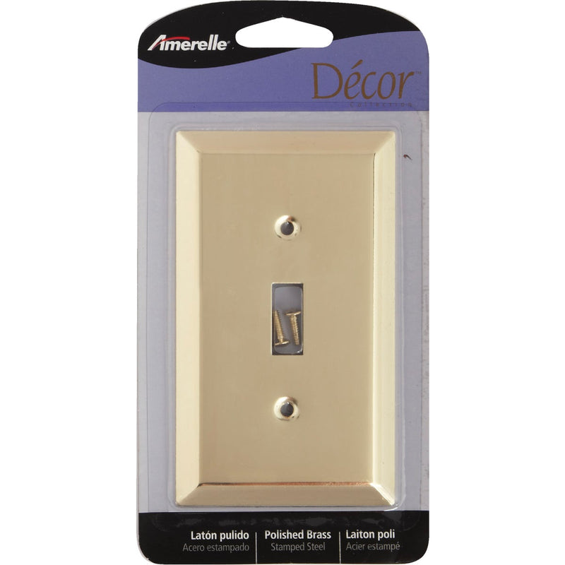 Amerelle 1-Gang Stamped Steel Toggle Switch Wall Plate, Polished Brass