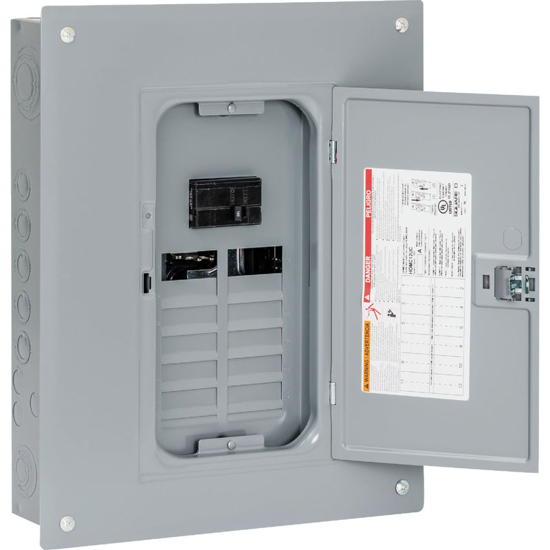 Square D Homeline 100A 12-Space 24-Circuit Indoor Main Breaker Plug-on Neutral Load Center