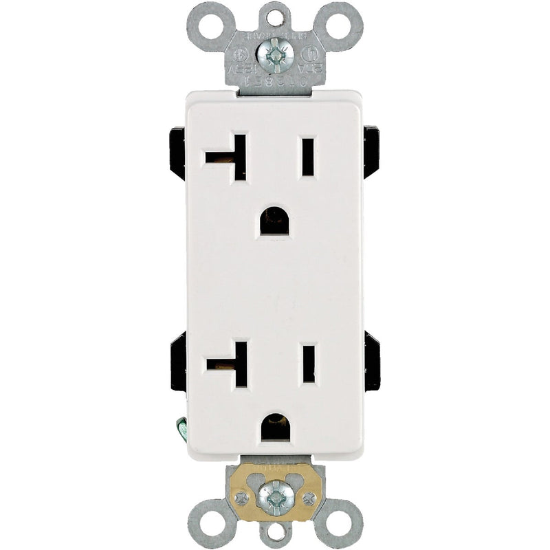 Leviton Decora Plus 20A White Residential Grade 5-20R Duplex Outlet