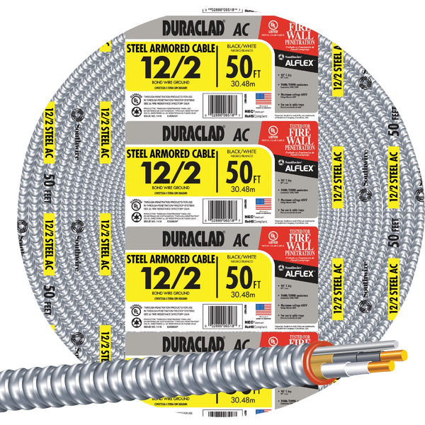 Southwire 50 Ft. 12/2 AC Armored Cable Electrical Wire