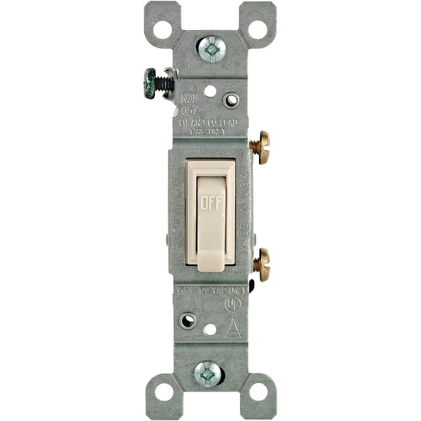 Leviton Residential Grade 15 Amp Toggle Single Pole Grounded Switch, Light Almond, (10-Pack)