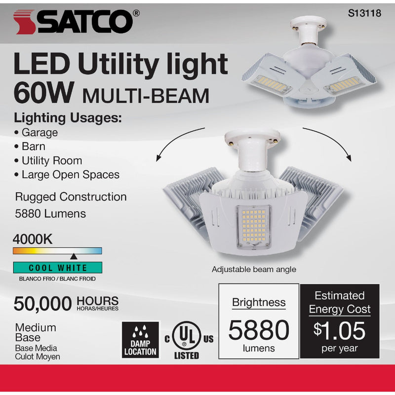 Satco Nuvo 175W HID Equivalent Corn Cob Medium Base Multi-Beam LED High-Intensity Replacement Light Bulb